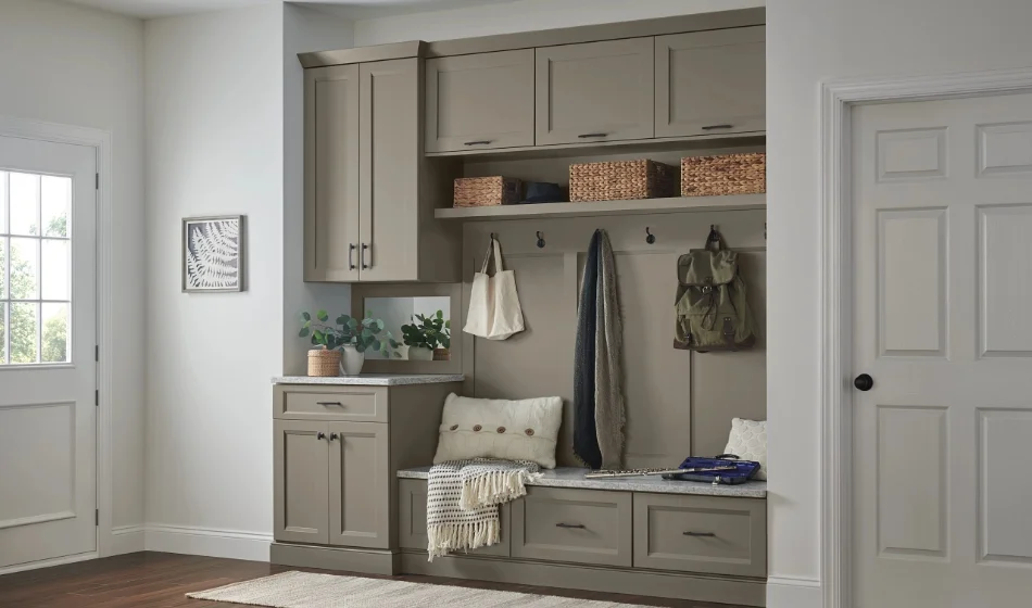 Drop zone with custom cabinetry from Serenade